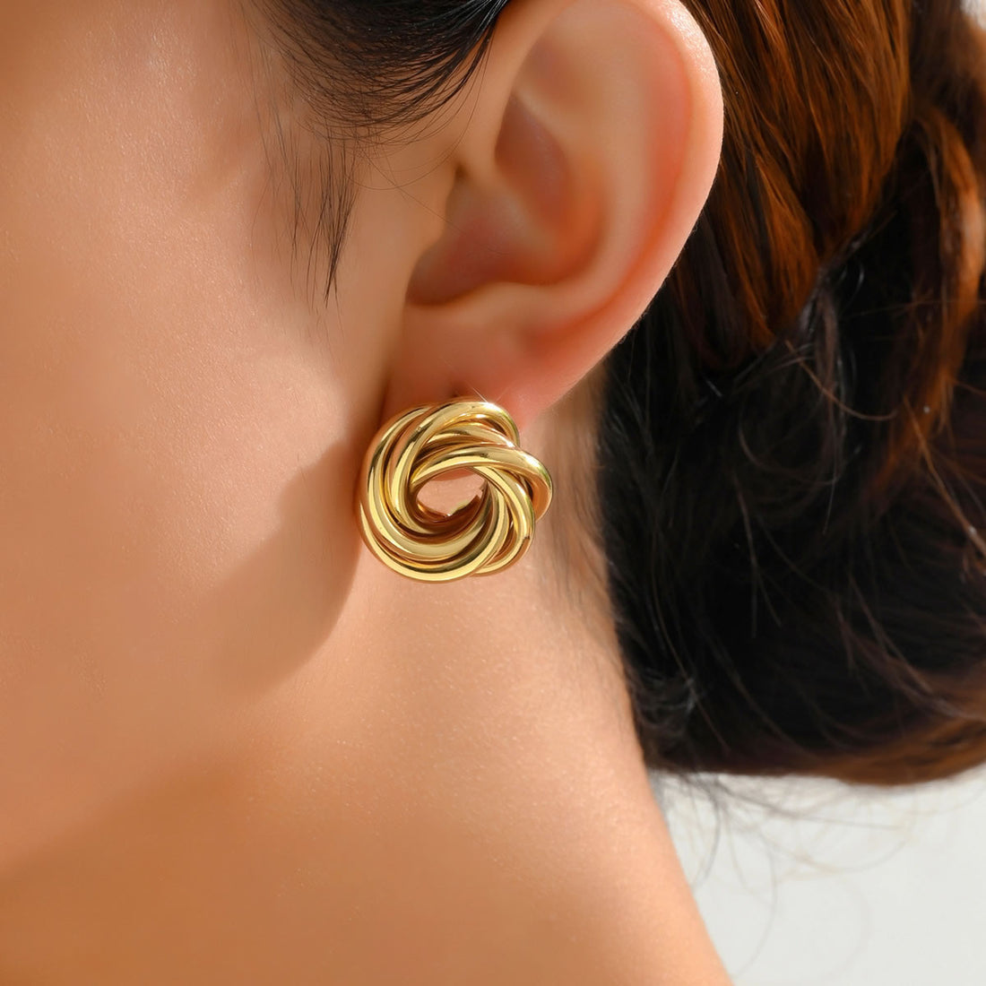 Geometric Twist Flower Earrings for Women