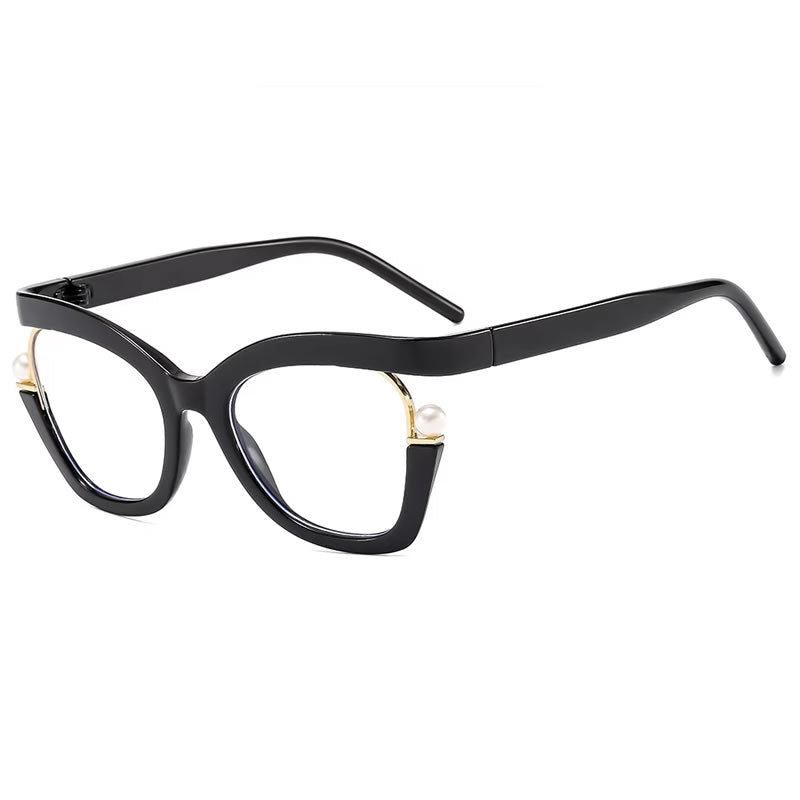 Oversized Cat Eye Rhinestone Glasses for Women – Brown