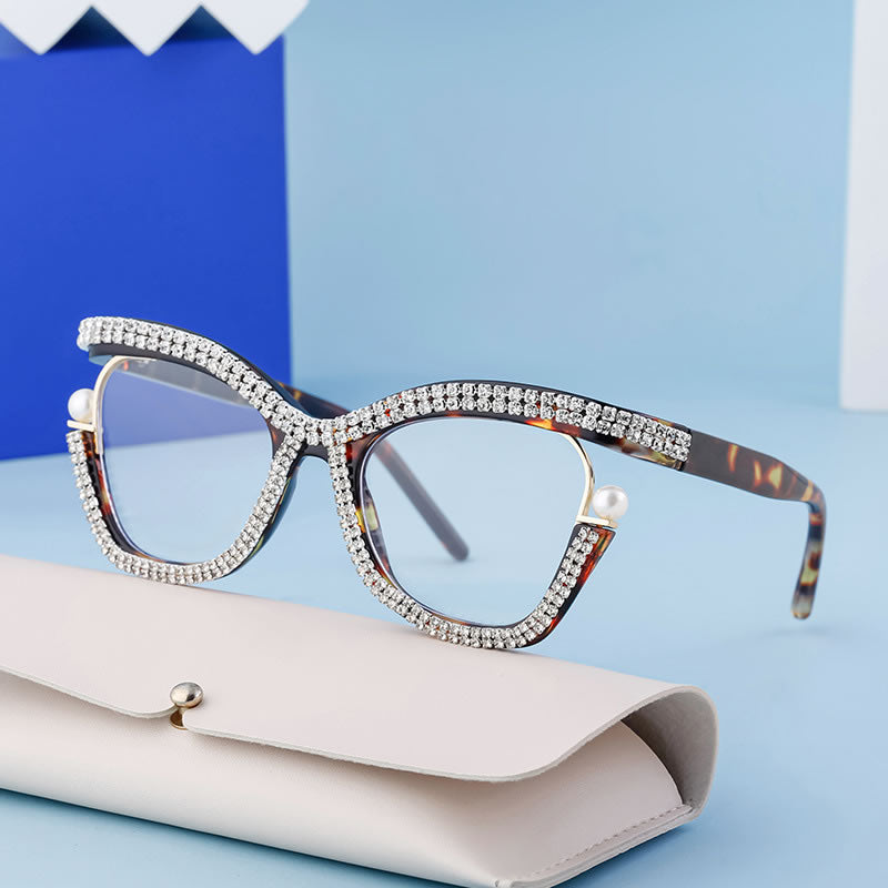 Luxurious Diamond Bling Glasses for Women – Brown
