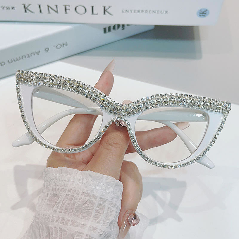 Cat Eye Bling Glasses for Women – Pink