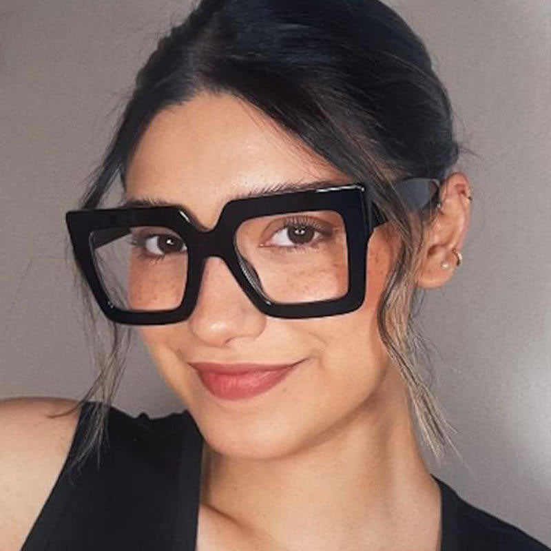 Large Oversized Square Glasses for Women – Black