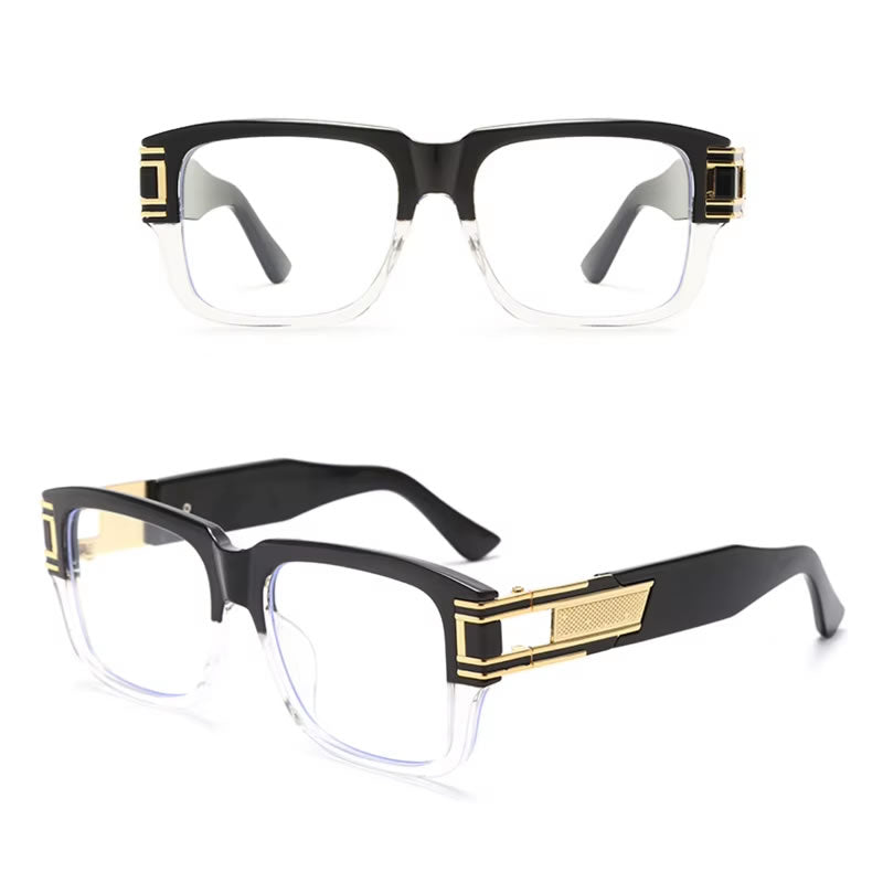 Large Retro Gold Side Glasses for Women – Clear