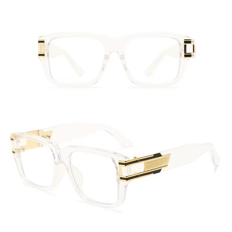 Large Retro Gold Side Glasses for Women