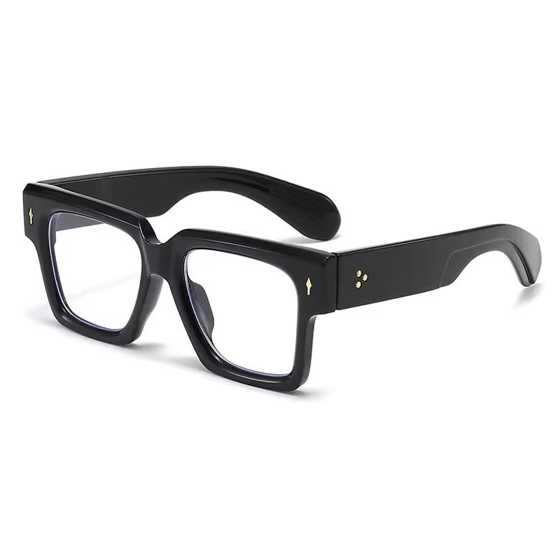 Thick Retro Square Glasses for Women – Black