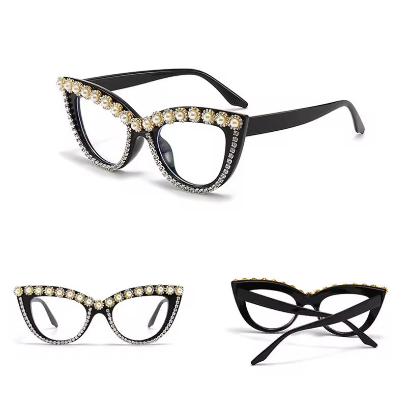 Cat Eye Diamond Glasses for Women