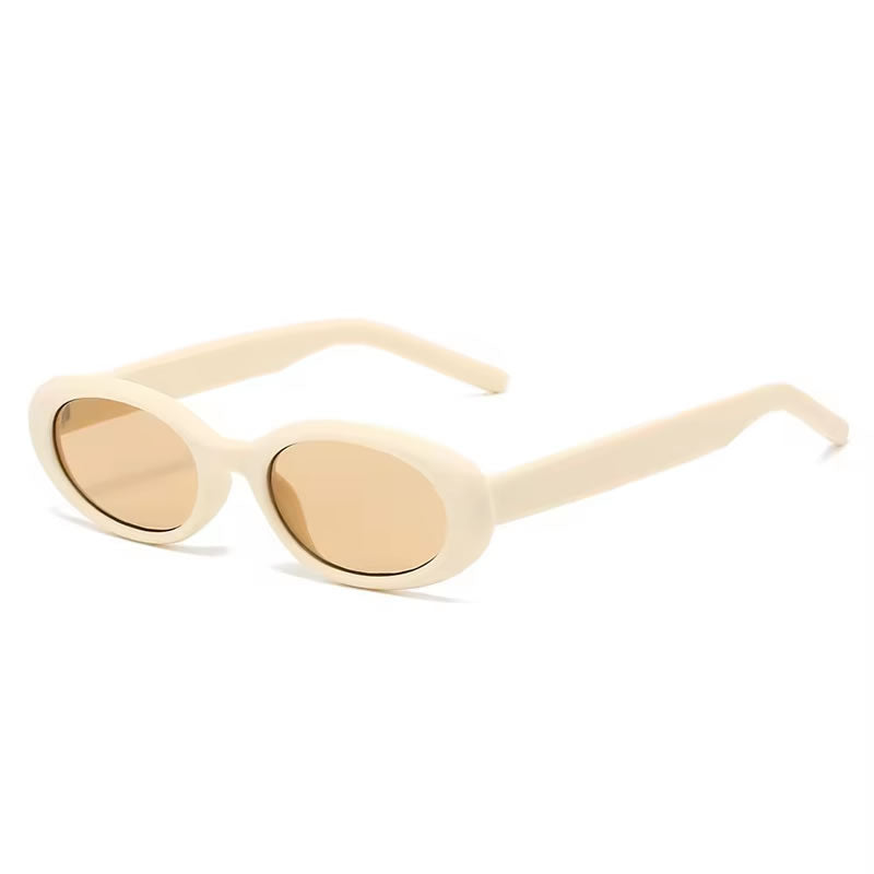 Trendy Oval Retro Sunglasses for Women – Beige