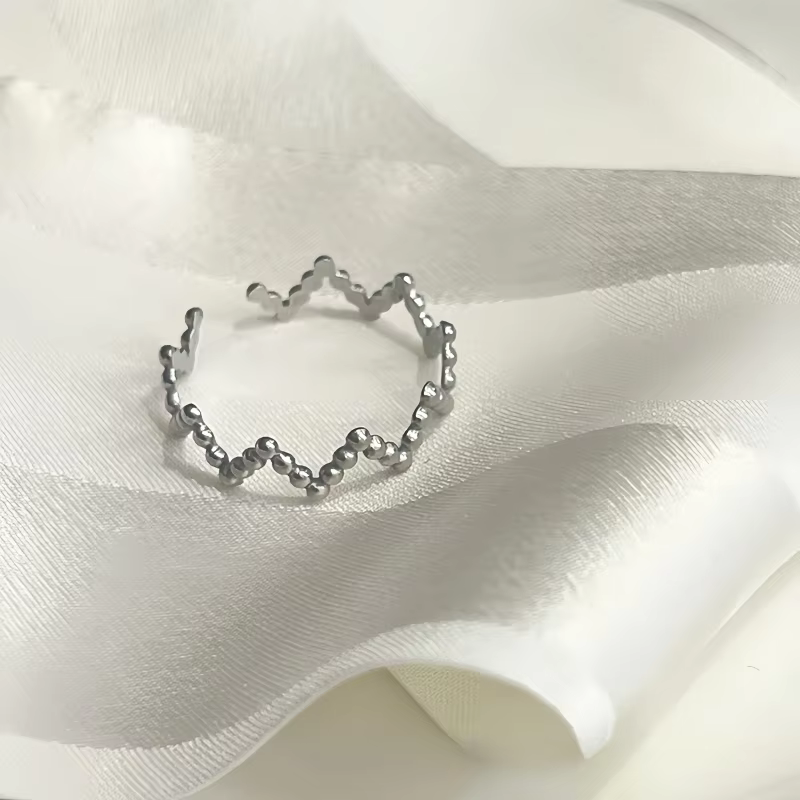 Adjustable Geometric Steel Open Ring for Women