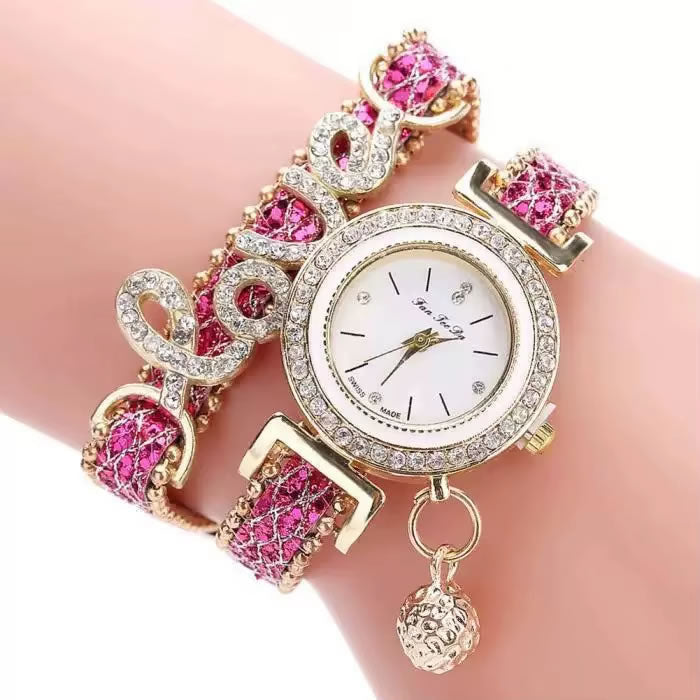Love Pendant Bracelet Watch for Women – Purple
