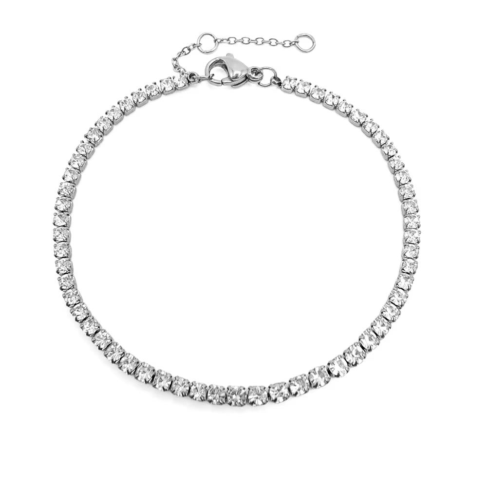 Stainless Steel Zircon Tennis Diamond Look Bracelet for Women