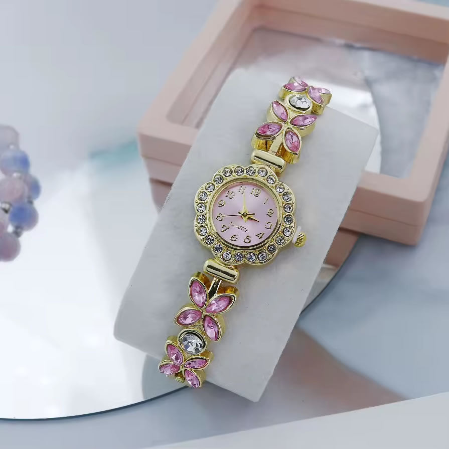 Flower Gemstone Wristwatch for Women – Green