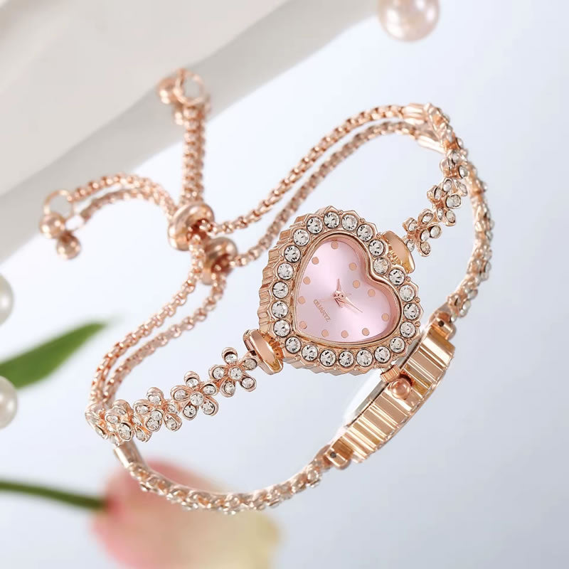 Heart Bracelet Sparkle Watch for Women – Gold