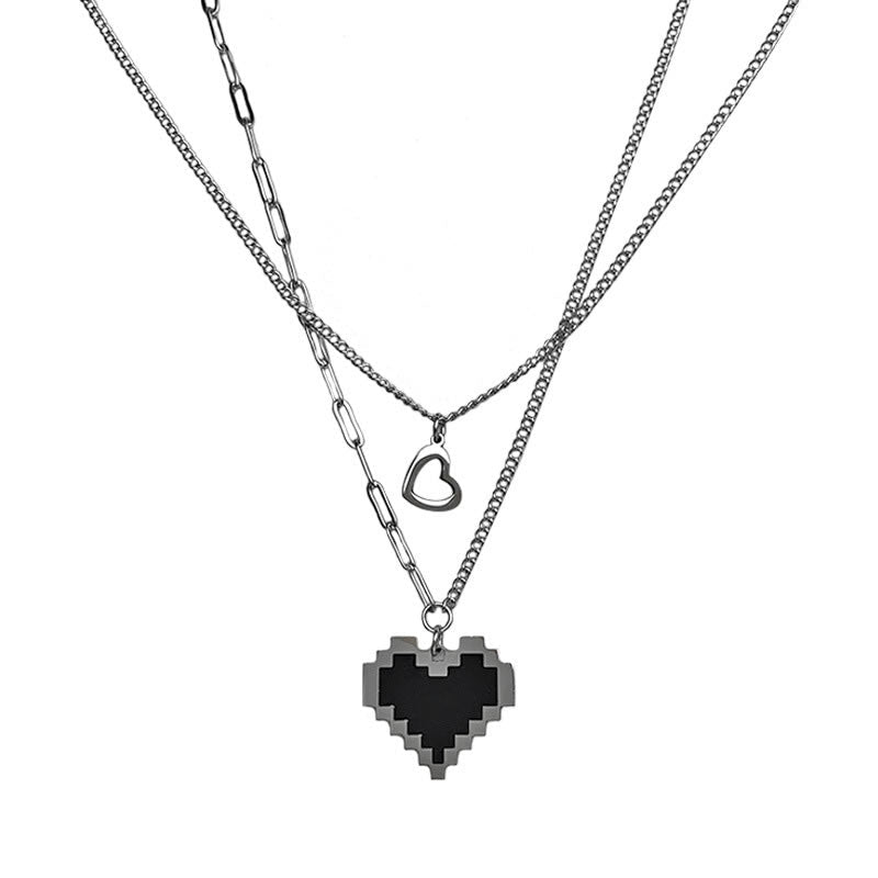 New Heart Punk Double Layer Necklace for Women