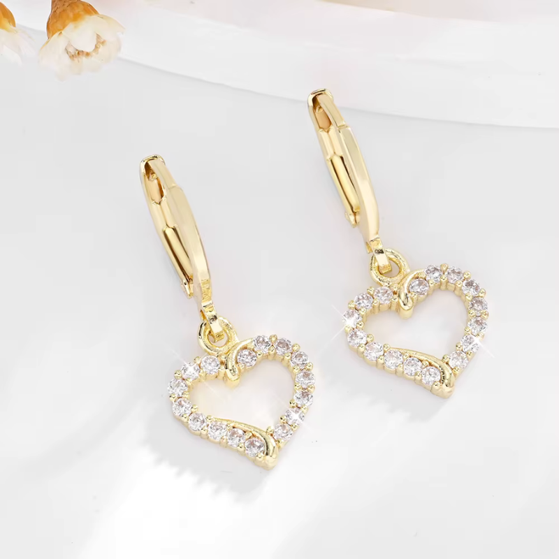 Zircon Love Pendant Earrings for Women – Silver