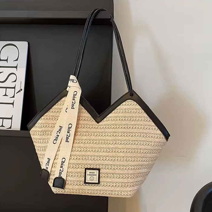 Woven Straw Handbag for Women – Brown