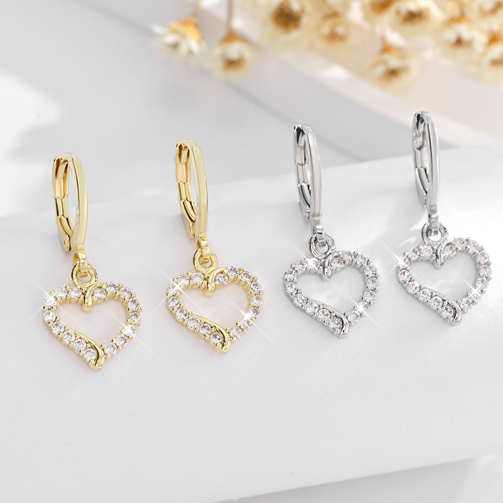 Zircon Love Pendant Earrings for Women – Gold
