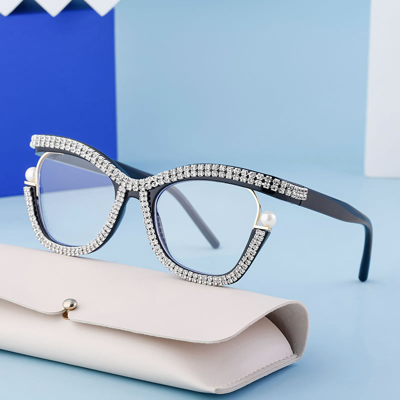 Luxurious Diamond Bling Glasses for Women – Black