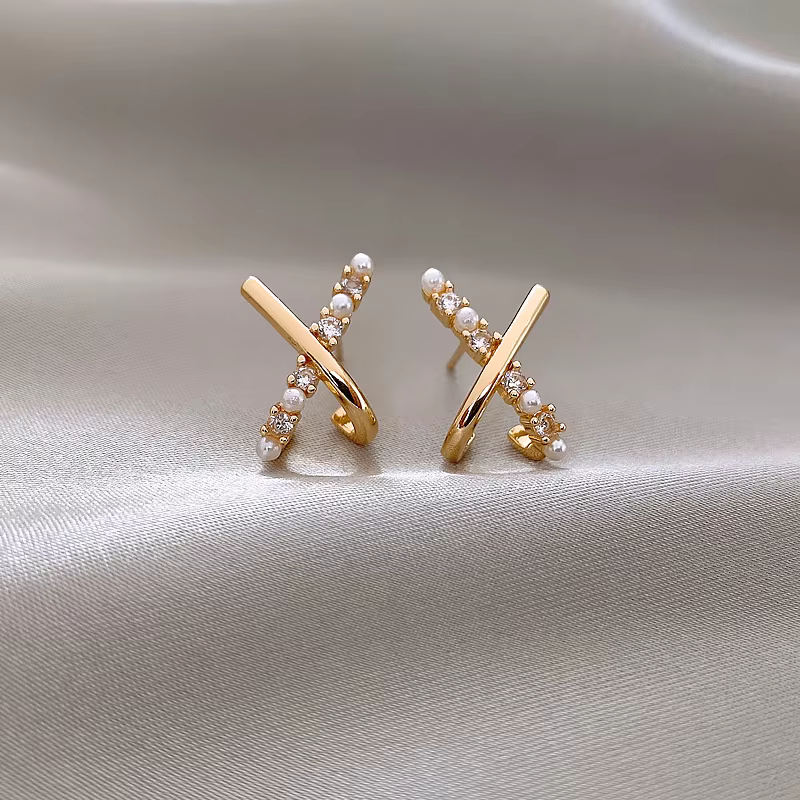 Fashion Cross Cut Earrings for Women – Gold