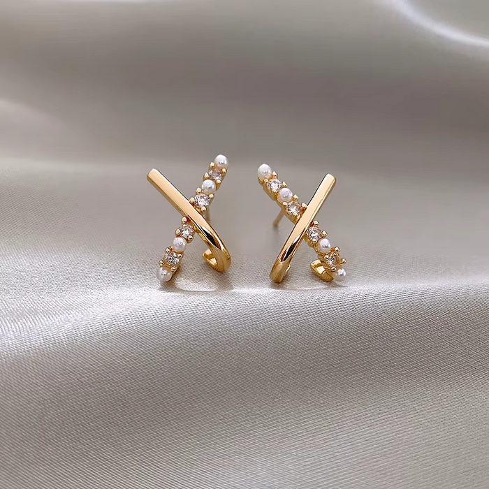 Fashion Cross Cut Earrings for Women – Gold