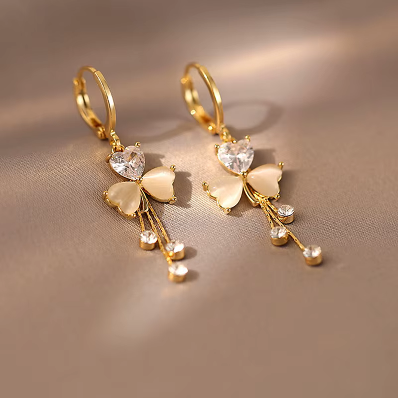 Luxury Gold Flower Drop Earrings for Women – Gold