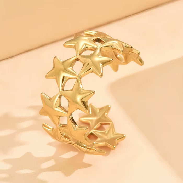 Adjustable Retro Ethnic Double Star Ring for Women – Silver