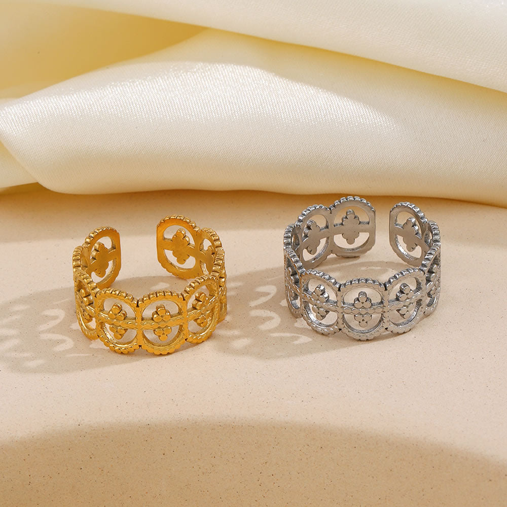 Adjustable Vintage Hollow Open Ring for Women – Gold