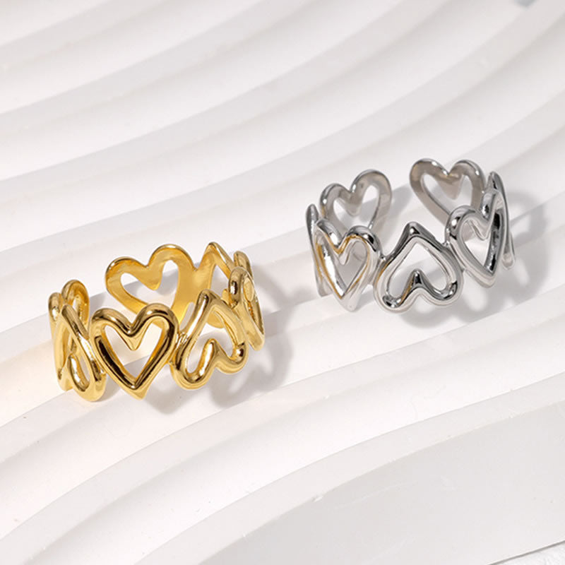Adjustable Heart Hollow Ring for Women – Gold