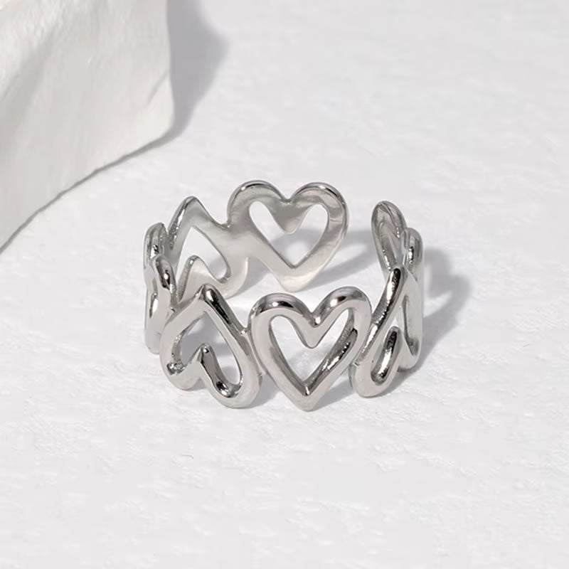 Adjustable Heart Hollow Ring for Women