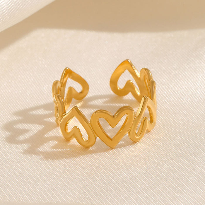 Adjustable Heart Hollow Ring for Women – Silver