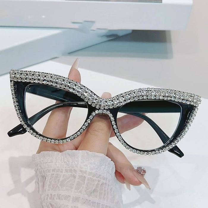 Cat Eye Bling Glasses for Women – Green