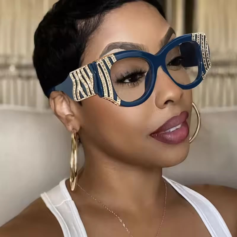 Large Bling Glasses for Women – Green