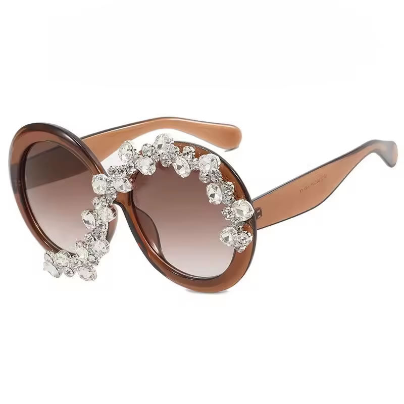 Round Diamond Sunglasses for Women – Brown
