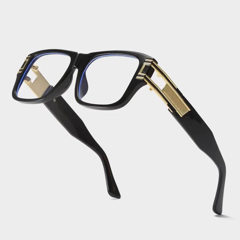 Large Retro Gold Side Glasses for Women – Black