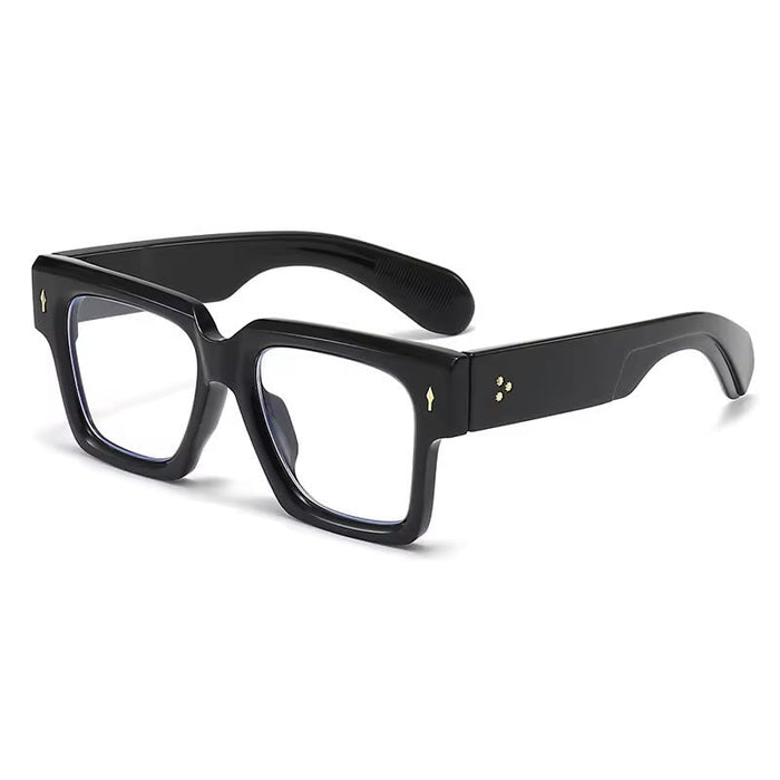 Thick Retro Square Glasses for Women – Black