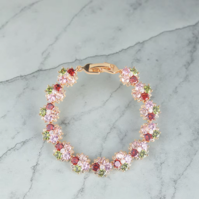 Antique Bridal Wedding Cuff Crystal Flower Bracelet for Women