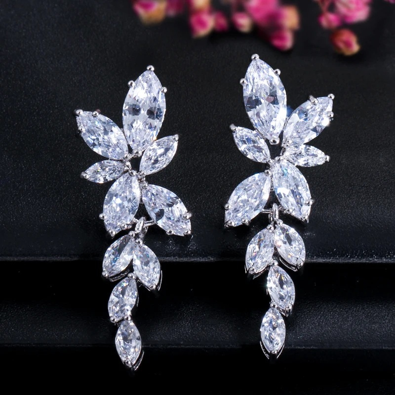 Zirconia Crystal Dangle Earrings for Women – Silver