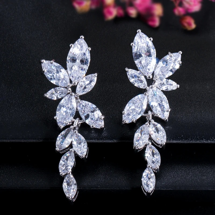 Zirconia Crystal Dangle Earrings for Women – Silver