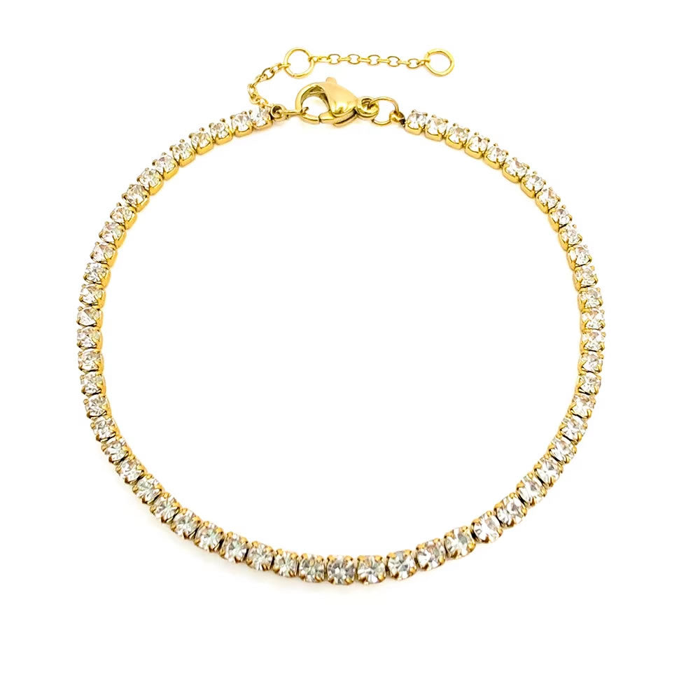 Stainless Steel Zircon Tennis Diamond Look Bracelet for Women – Silver