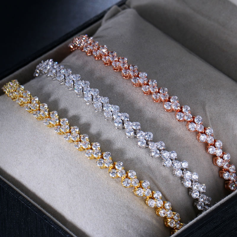 Shiny Rhinestone Luxury Bracelet for Women – Gold