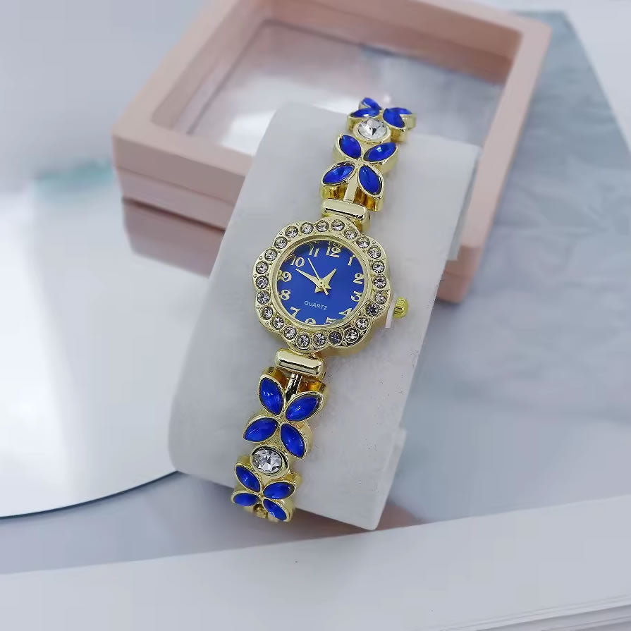 Flower Gemstone Wristwatch for Women