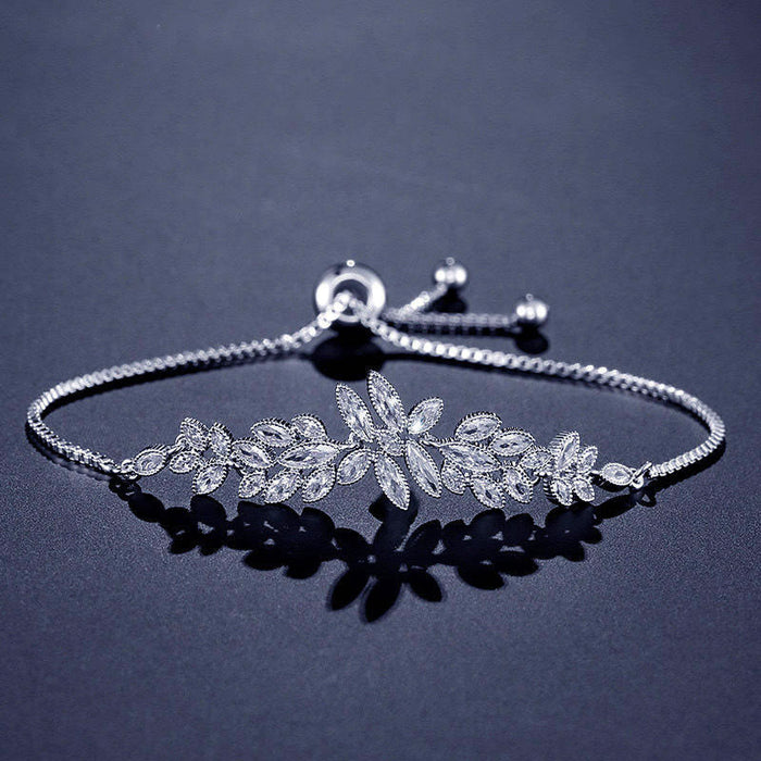 Diamond Flower Bracelet (Style II) for Women – Silver