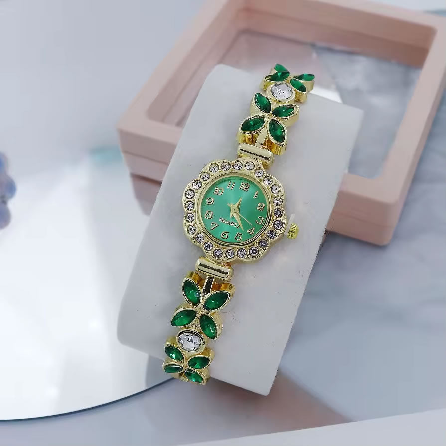 Flower Gemstone Wristwatch for Women