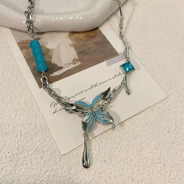 Lava Butterfly Necklace for Women – Silver