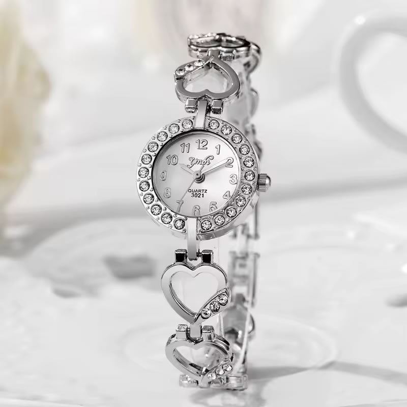 Diamond Watch with Heart Shape Bracelet for Women