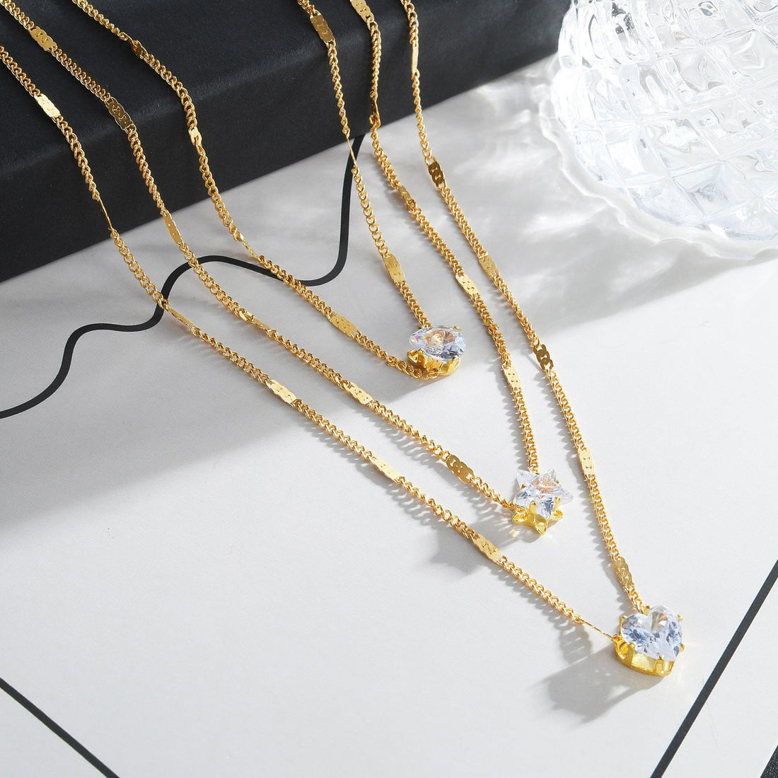 Rhinestone Star Heart Multilayer Necklace for Women