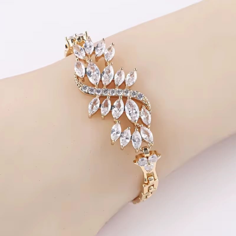 Luxury Diamond Leaves Bracelet for Women – Gold