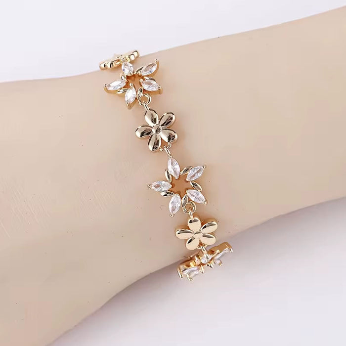 Diamond Flower Bracelet for Women – Gold
