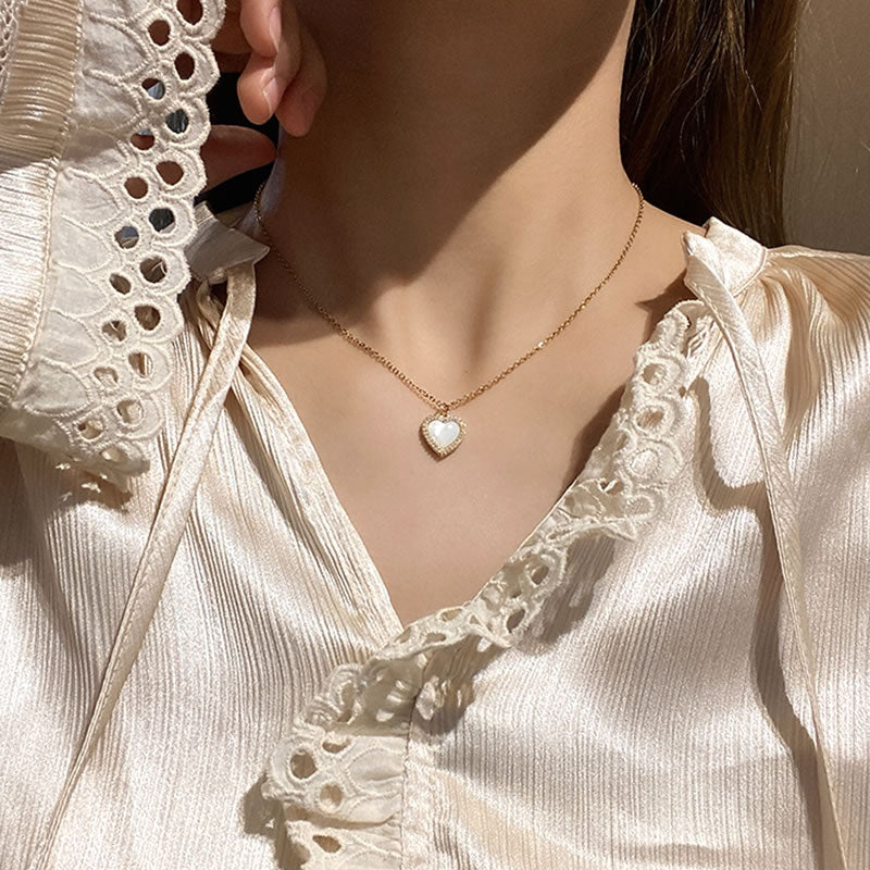 Trendy Heart Opal Necklace for Women