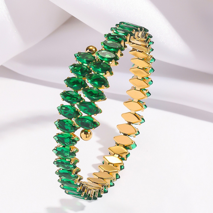 Luxury Gemstone Cuff Bracelet for Women – Green