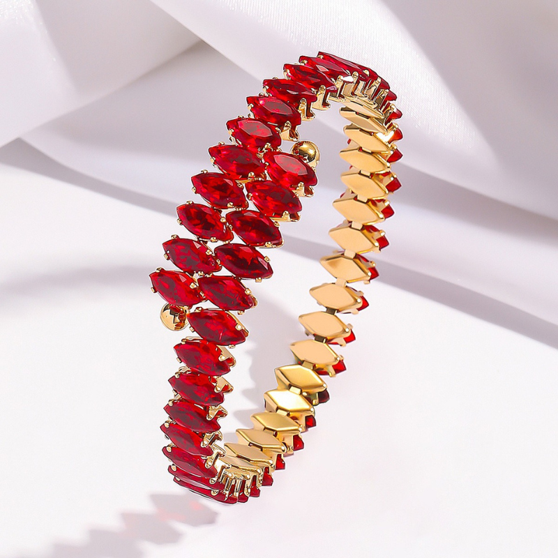 Luxury Gemstone Cuff Bracelet for Women – Red