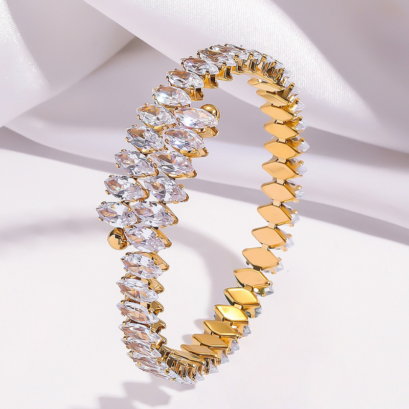 Luxury Gemstone Cuff Bracelet for Women – Silver